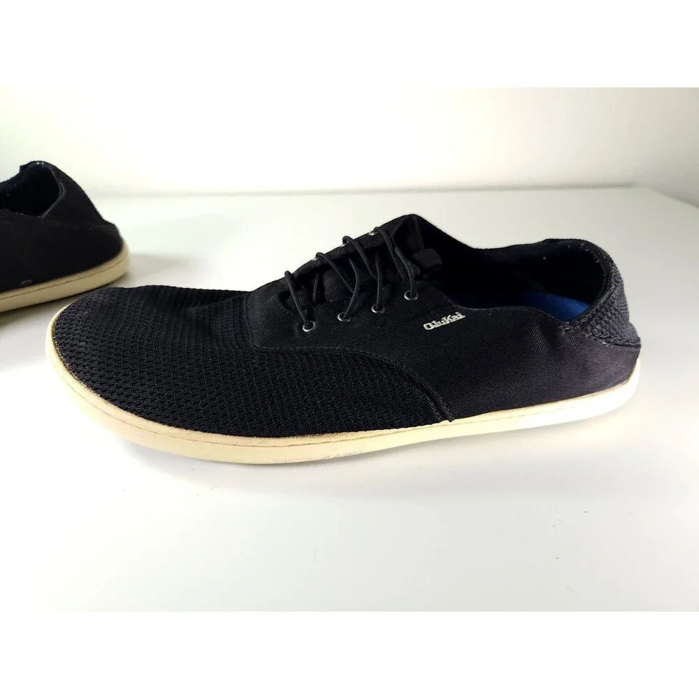 OluKai Nohea Moku Men 10.5 Black Mesh Boat Shoes Drop In Heel Sneakers 10283